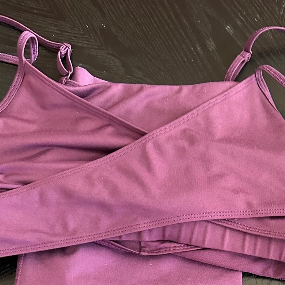Women’s Cross-Front Strappy Tank Top — Plum Color Like Brand New